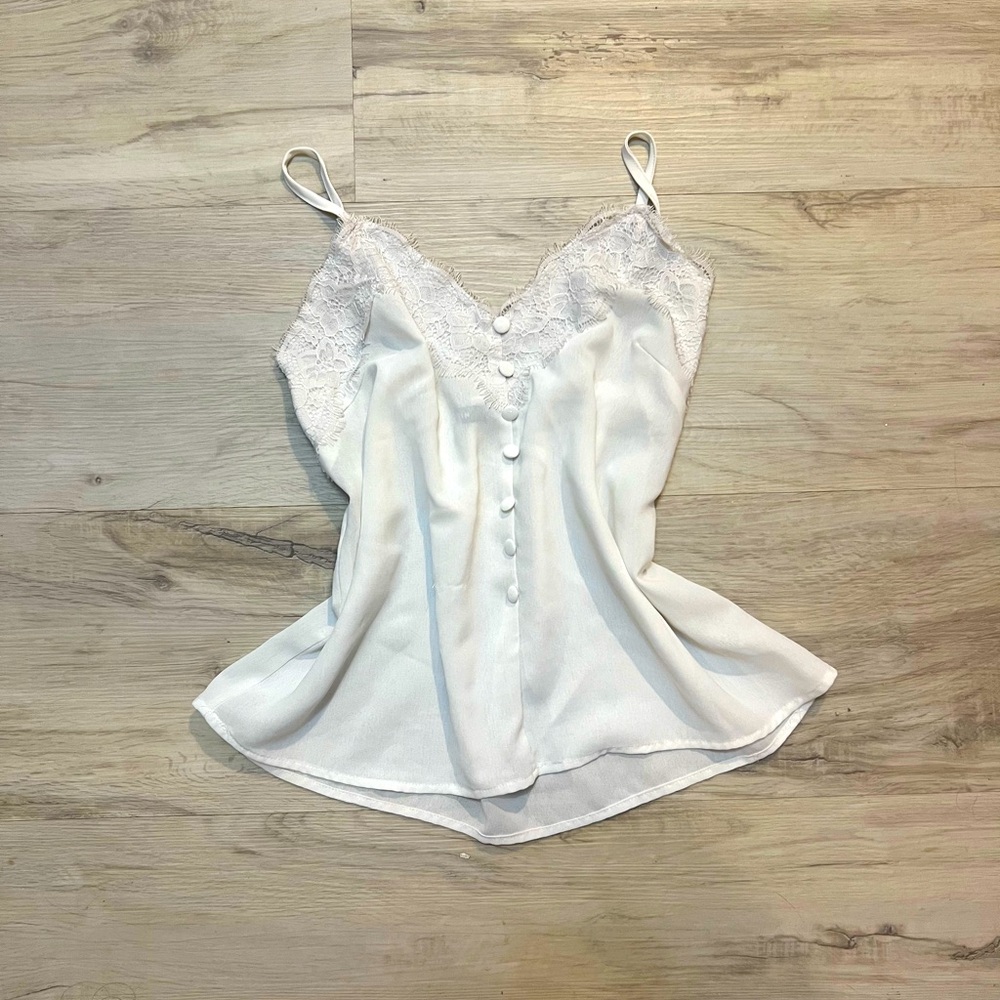 White Camisole with Button Detail